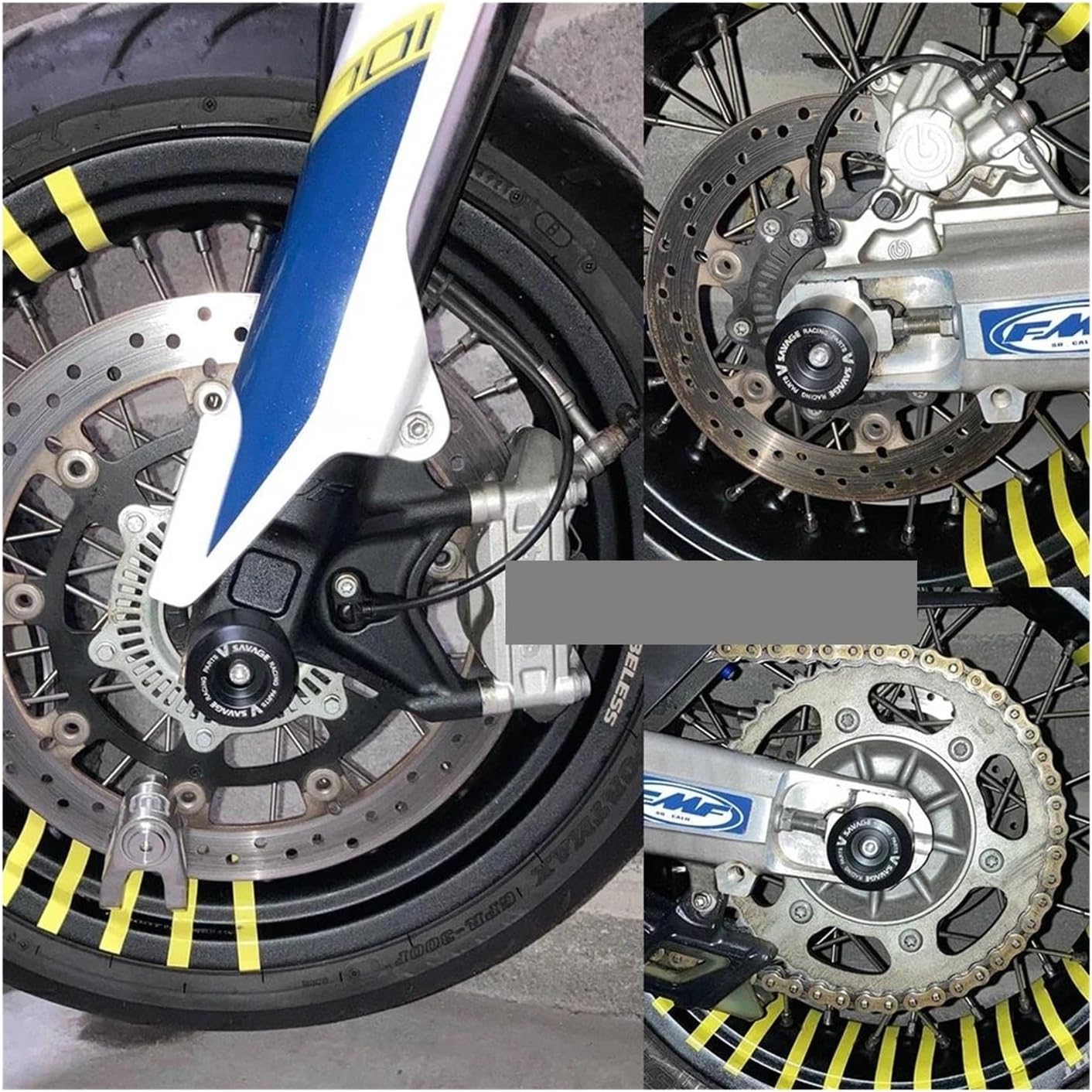 For Husqvarna 701 Supermoto 701 Enduro Motorcycle Frame Crash Protector Wheel Hub Anti-collision motorcycle crash pad(Color:Front and Rear)