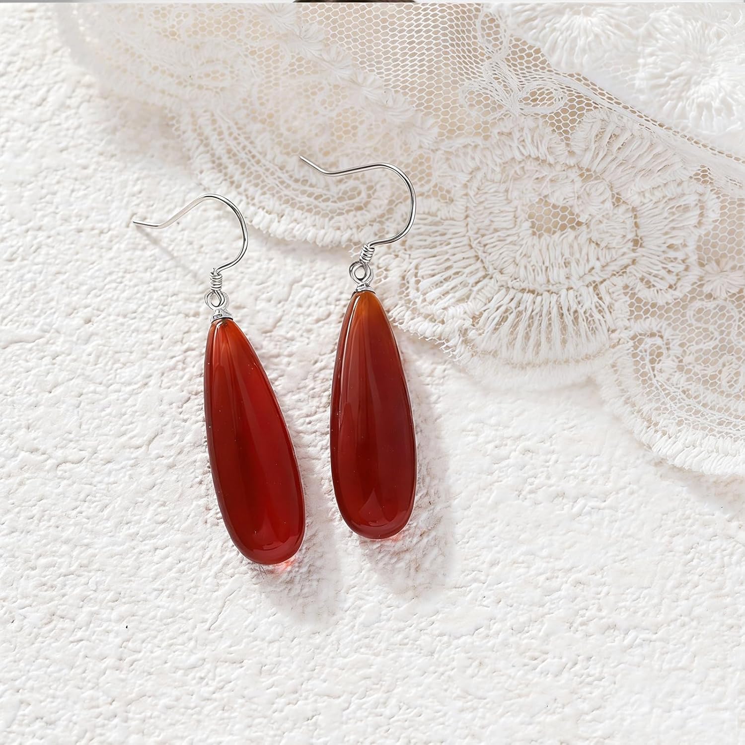 925 Sterling Silver Natural Stone Teardrop Earrings for Women Natural Pearl Drop Earring Teardrop Gemstone Jewelry Gift for Her