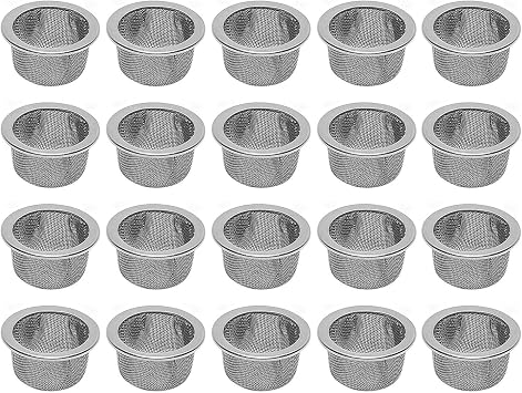 20Pcs Pipe Screen Filters for Pipes ,Concave Mesh Bowls,16x12x8mm Rust Resistant Metal Filter Screens,Easy to Clean and Replace Silver Finish,Stainless Steel
