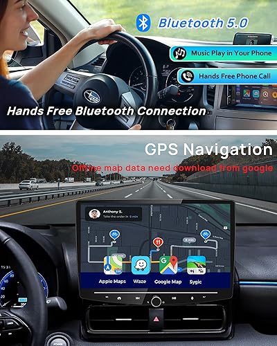 Miniatura 6 de Estéreo inalámbrico de doble DIN de 10 pulgadas para Apple CarPlay y Android Auto, QLED con pantalla táctil flotante con YouTube, Netflix, TikTok,
