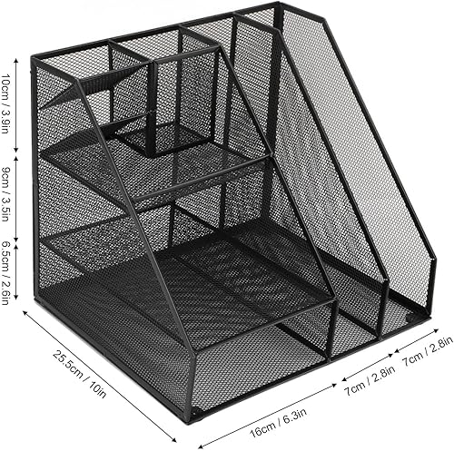 Miniatura 8 de Metal Mesh Desk Organizer, Multifunctional Pen Holder & Office Supplies Organizer with Durable Lightweight Black Iron Design