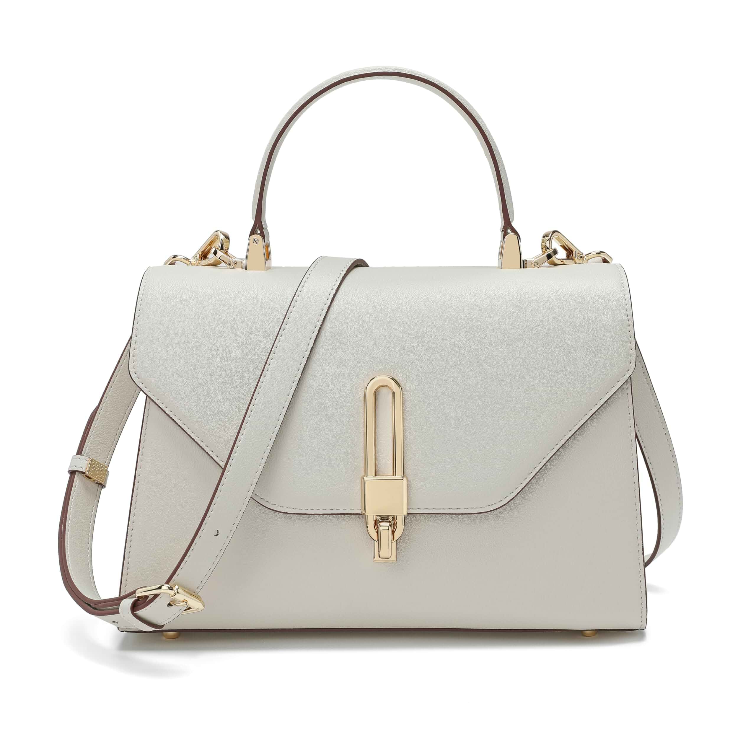 Top Handle Bag Fashion Leather Satchel Bag for Ladies, Zipper Pocket, Metal，Leather tote bag for Women.
