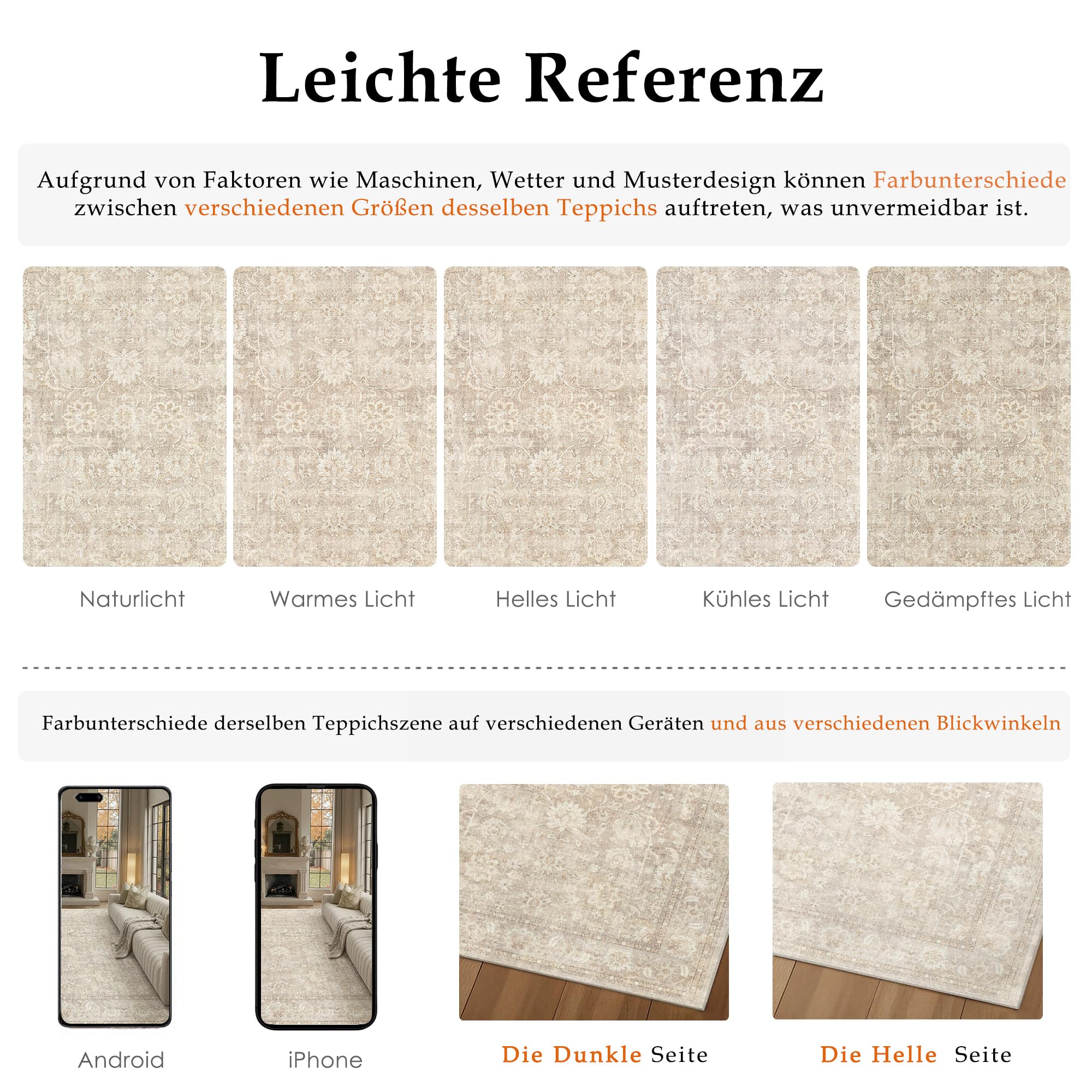 PureCozy Vintage Beige Teppich Wohnzimmer 120x170cm Waschbarer rutschfest Weich Groß Kurzflor Carpet Teppiche Wohnzimmerteppich Schlafzimmer Esszimmer Büro Tepich Rug