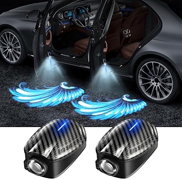 2Pcs Car Door Light Car - Door Projector Logo Light for Universal Rechargeable Courtesy LED Lights, Suitable fit All ModelsBlue Wings