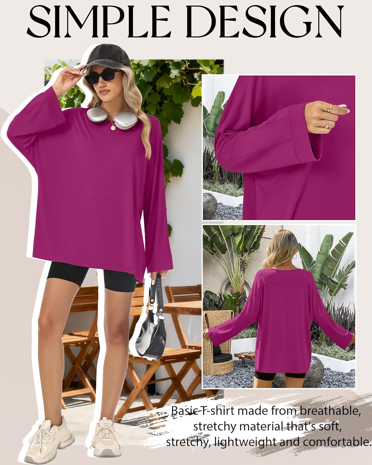 3 Pack Women's Oversized Y2K T-Shirts Crew Neck Long Sleeve Tops Loose Basic Tees Casual Workout Tees 2026 - Image 4