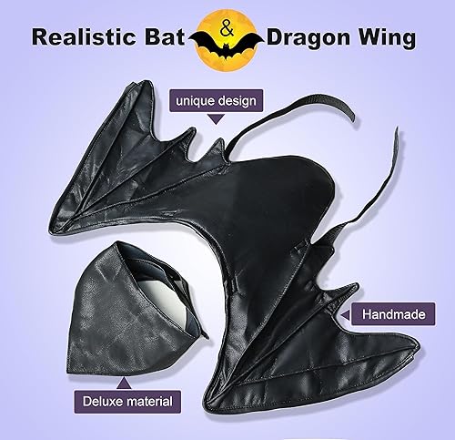 Miniatura 3 de Divertidos disfraces de ala de murciélago para perro, linda ropa peluda para mascotas para Halloween (ala de murciélago negro, talla L)