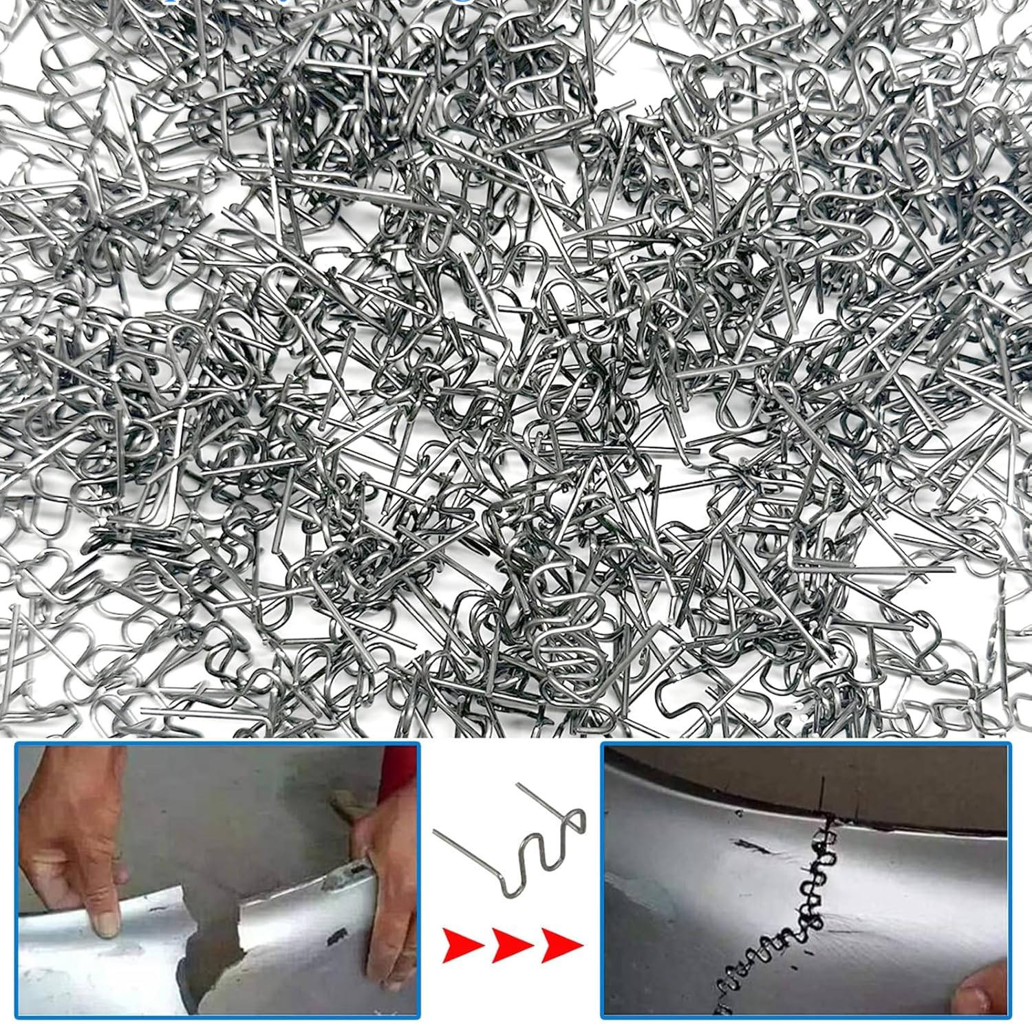 1000pcs 0.8mm Plastic Welder Staples,Welding Staples,Wave Hot Staples Welding Rods Supplies for Welder Gun to All Plastic Fix Repair Car Bumpers,Cracks