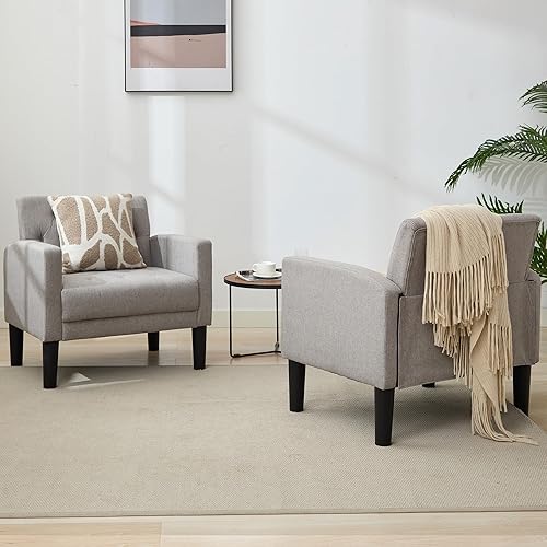 Miniatura 6 de TYBOATLE Juego de 2 sillas decorativas, cómodas sillas de sala de estar copetudas, modernas de mediados de siglo, acogedora silla tapizada con brazo