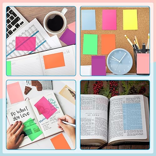 Miniatura 6 de Yinder Notas adhesivas transparentes de 4 x 6 pulgadas, notas adhesivas translúcidas, impermeable, transparente, autobloc de notas transparente,