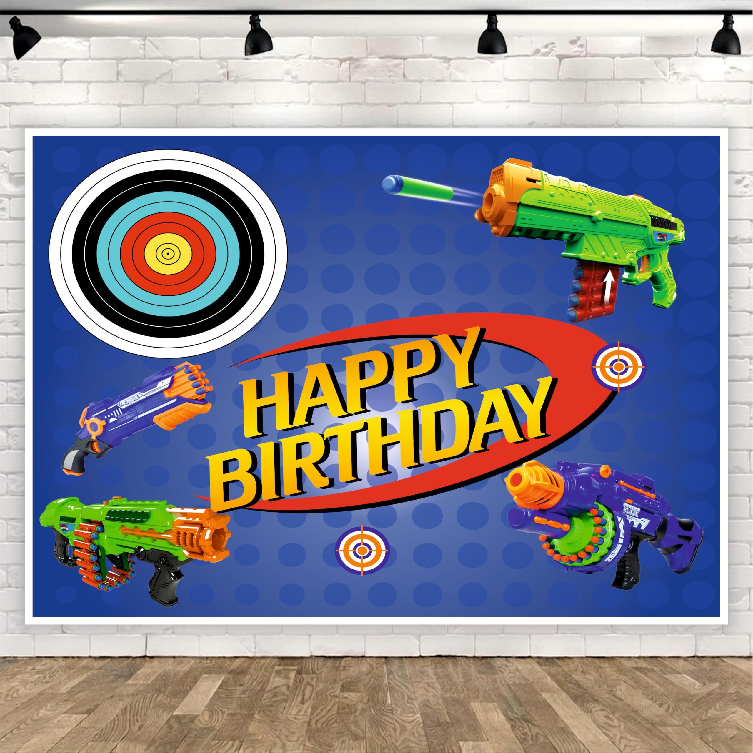 Foam Blaster Theme Birthday Backdrop | Action Battle Party Banner | Adventure Birthday Decoration | Kids Photo Booth Background (Pack of 1, Size: 4x3 Feet)
