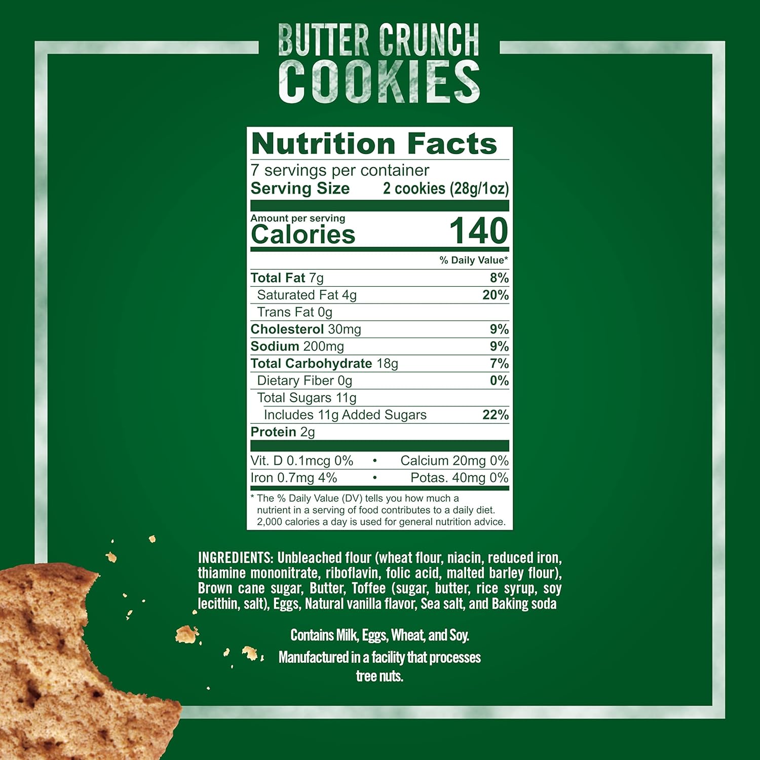 Tate's Bake Shop Butter Crunch Cookies, 7 oz (Pack of 2)