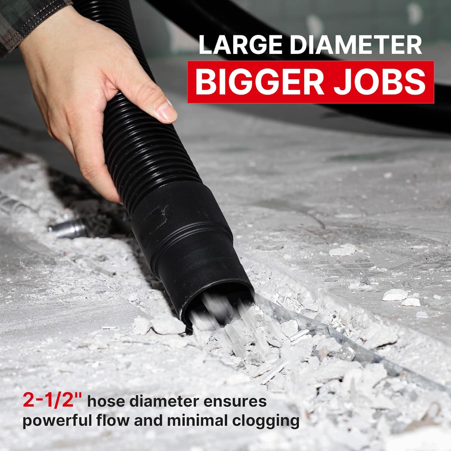 Shop-Vac 8' X 2-1/2" Universal Hose Black, Replacement Hose Compatible with Rigid, Dewalt, Husky, Craftsman, Bauer, Masterforce Vacuum Cleaners