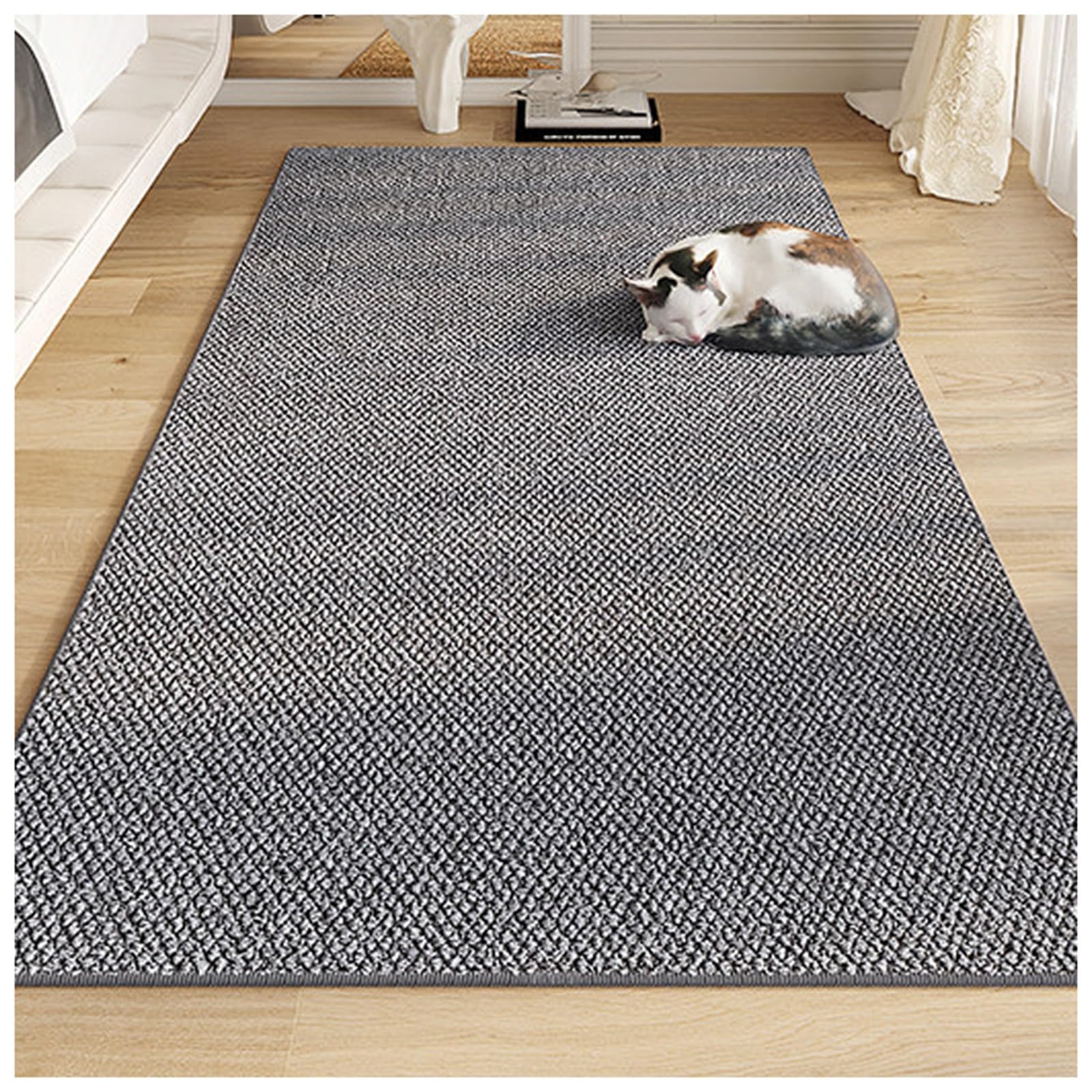 Tapis de porte d'intérieur tissé en sisal naturel gris de salon