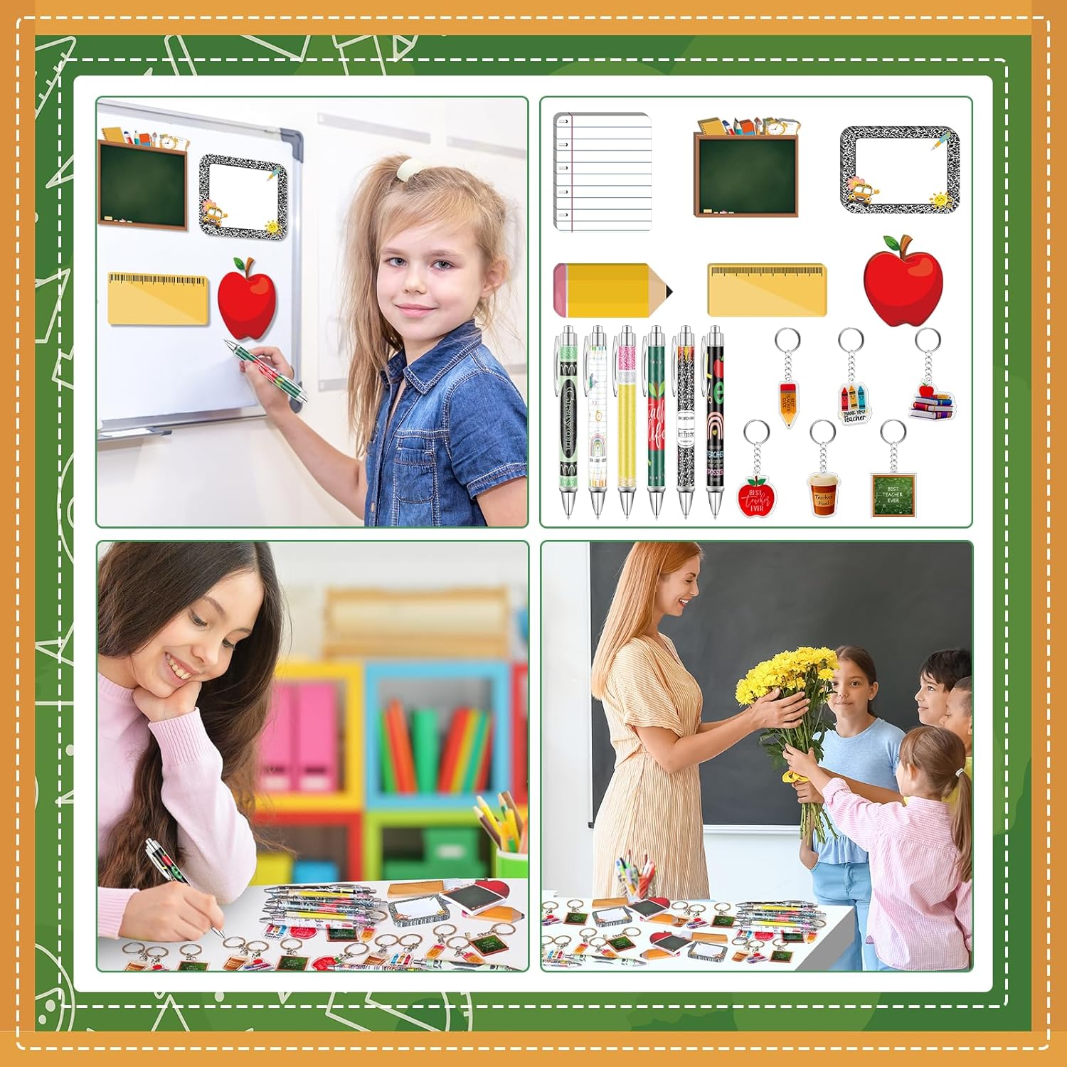 30 Set/90 Pcs Teacher Appreciation Gifts Bulk Include 30 Inspirational Sticky Notes 30 Teaching Keychains 30 Teacher Appreciation Pens for School Classroom Teaching Day Graduation End of Year Gifts