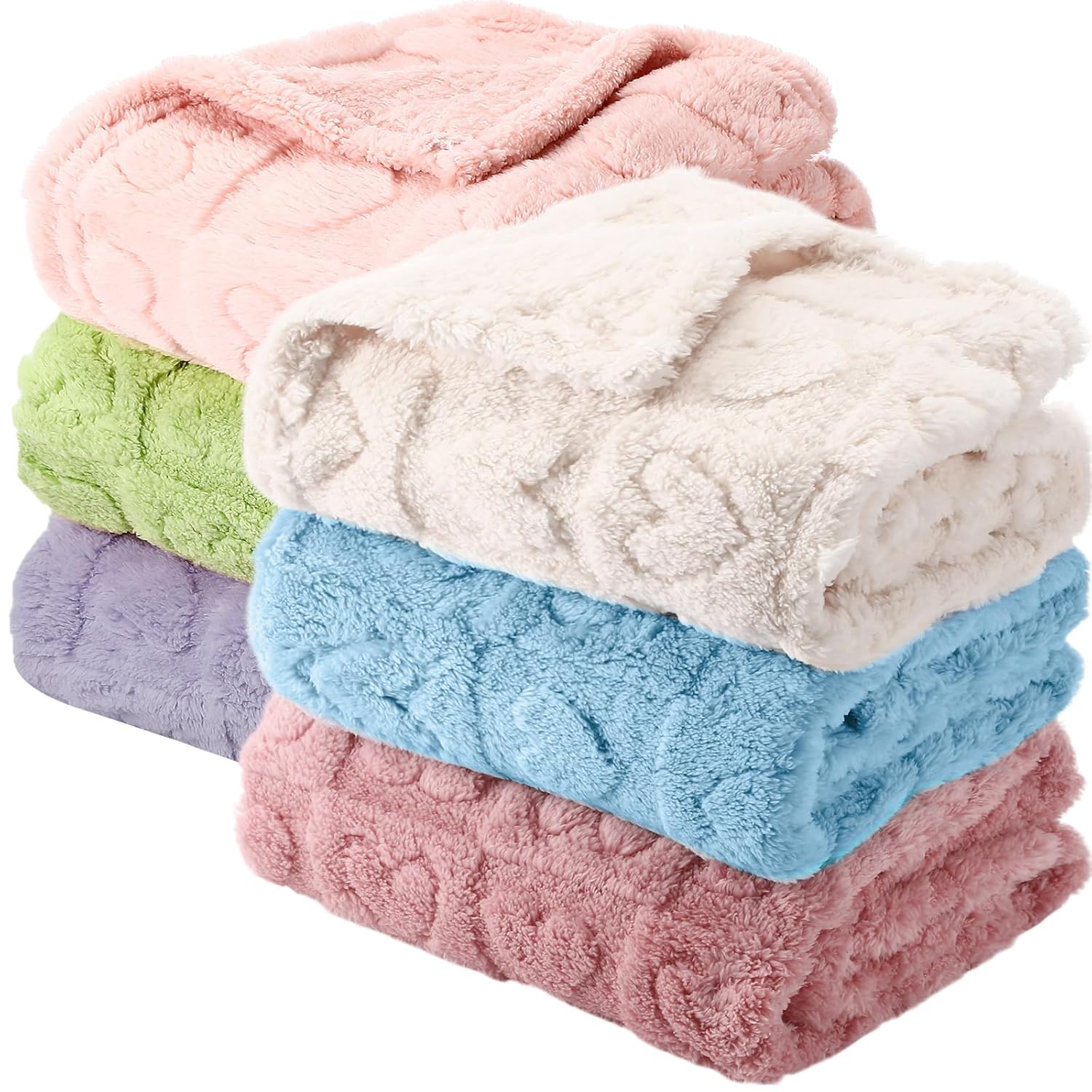6 Pack Baby Fleece Blanket Bulk Heart Checkered Baby Blanket 30 x 40 Inches Soft Fuzzy Throw Blankets for Cozy Fluffy Stroller Blankets