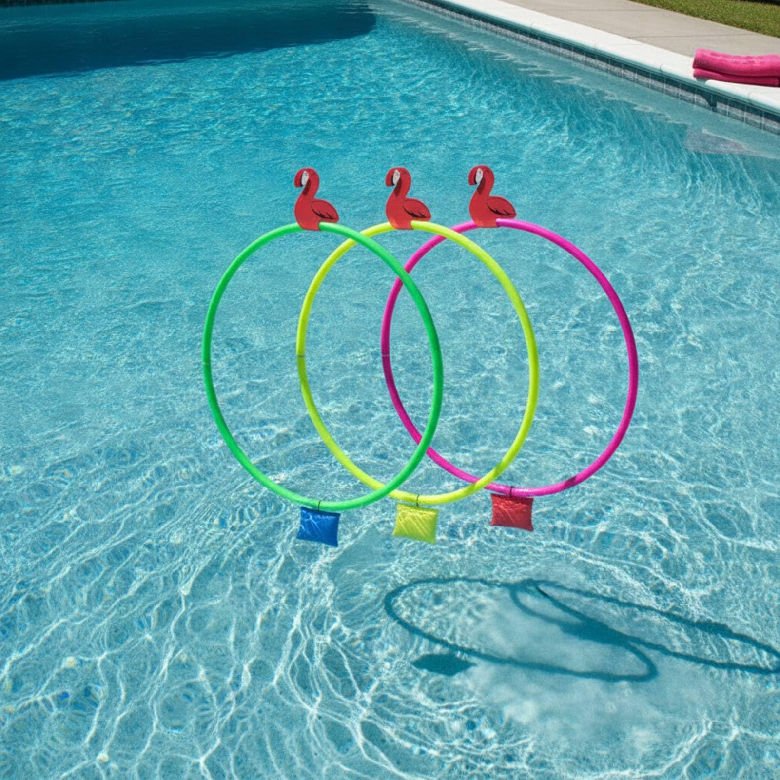 3 Pièces Anneau Natation avec Lest Léger Anneau Plongée Visible Jouet Aquatique pour Enfants