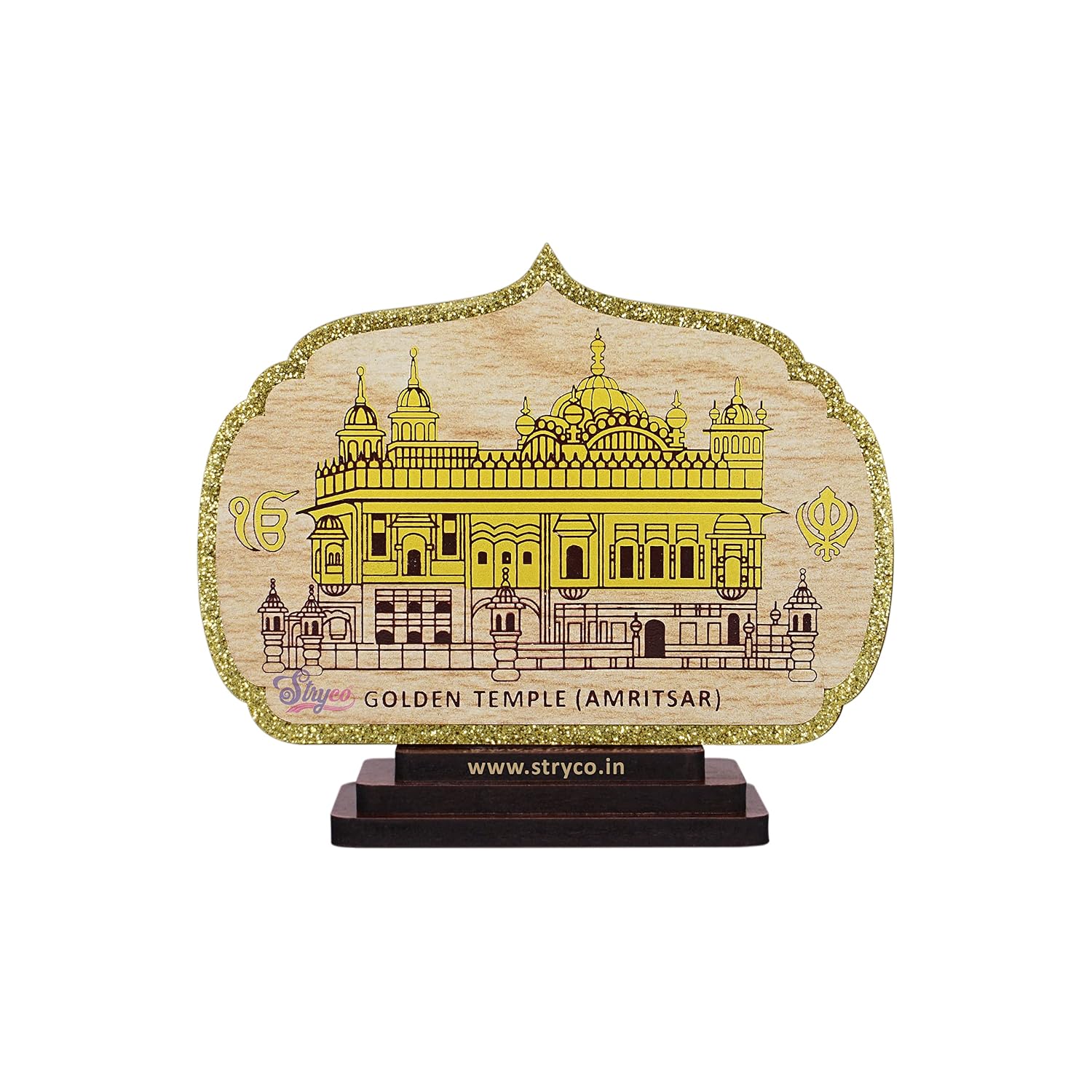 STRYCO Golden Temple Photo | SRI HARMANDIR Sahib | CAR Dashboard Accessory | Sikh Spiritual | Punjabi Decor | Wooden Gift Item | Sikh Gift Ideas | Spiritual Decorative Showpiece – 10cm Wide