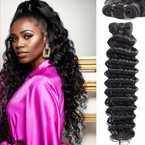 Vista 51 de Manojos de cabello humano ondulado profundo de 20, 22, 24 pulgadas, paquetes de ondas de agua, 100% sin procesar, 12A, cabello humano virgen