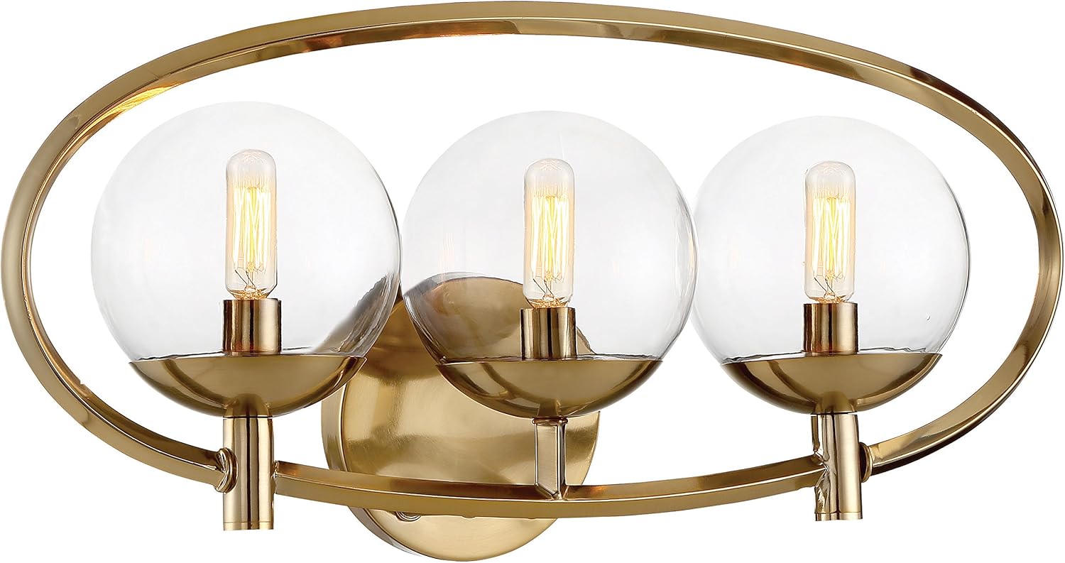 Craftmade 45503-SB Piltz Orb Vanity Wall Lighting, 3-Light, 120 Watts, Satin Brass (23"W x 11"H)