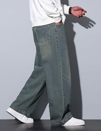 Men's Wide Leg Jeans Baggy Denim Pants Y2k Hip Hop Trousers