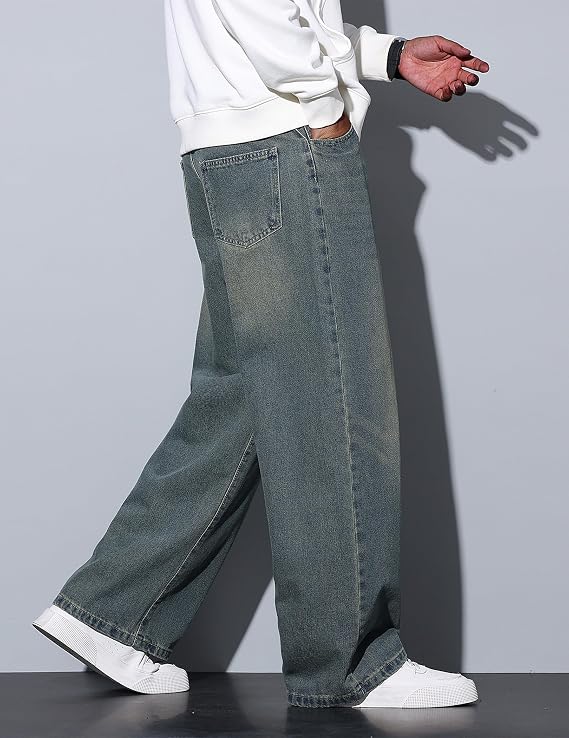 Men's Wide Leg Jeans Baggy Denim Pants Y2k Hip Hop Trousers
