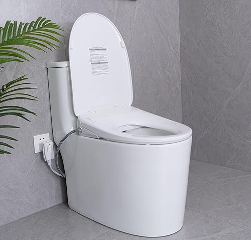 Miniatura 9 de AQUATIZ Bidé de inodoro inteligente alargado, asiento de inodoro eléctrico con boquilla autolimpiante, agua tibia ajustable, desodorizador, secadora