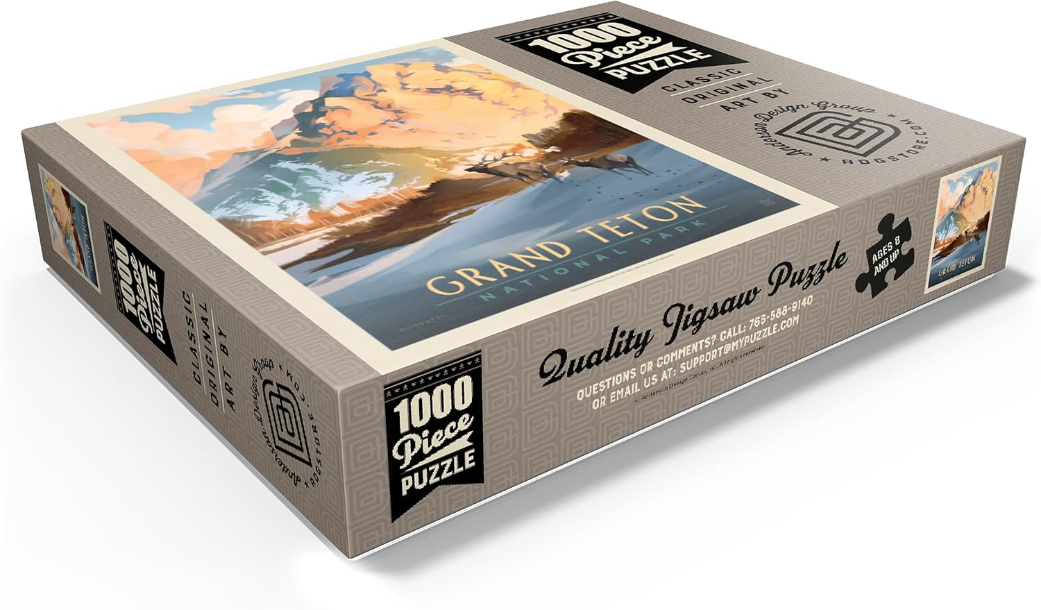 MyPuzzle Grand Teton National Park: Winter Hush, Vintage Poster - Premium 1000 Piece Jigsaw Puzzle for Adults