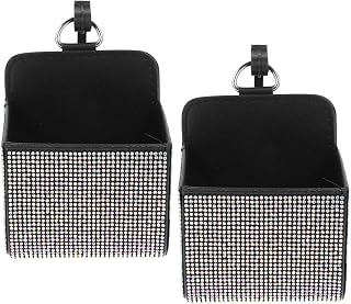 Car Vent Storage Organizer 2pcs Leather Rhinestone Hanging Pouch Box | Glasses and Coin Holder, Elastic Slots, Space-saving Layout, Feature for Everyday Use