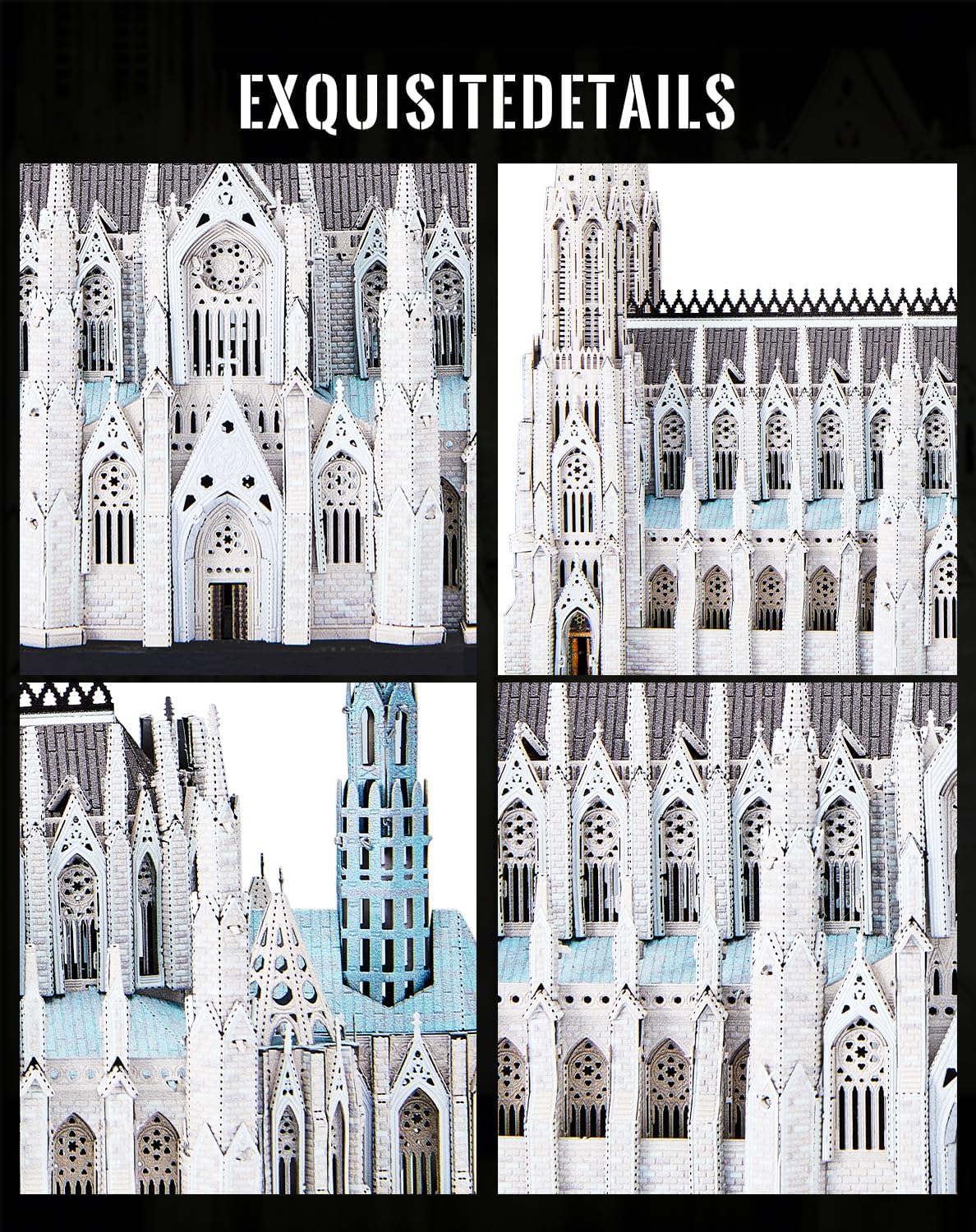 Piececool Metal 3D Puzzle for Adults St. Patrick's Cathedral Metal Model Kits, DIY New York Cathedral Architecture Building Kit, Home Decor Best Gifts