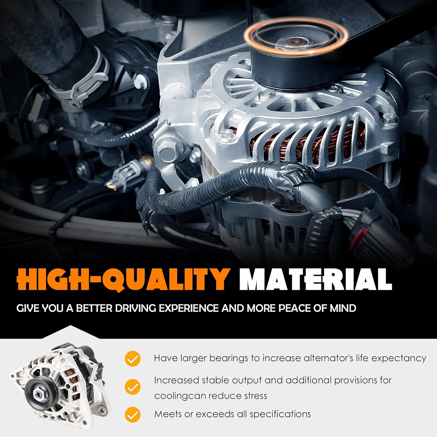 90Amp New Alternator 2.0L 2L Fit for Hyundai Elantra 2008-2012(2011-2012 only fit touring GLS/touring SE model), for Kia for Spectra 2007-2009, Soul 2010 2011, Spectra5 SX Model 2007-2009, A0002655635