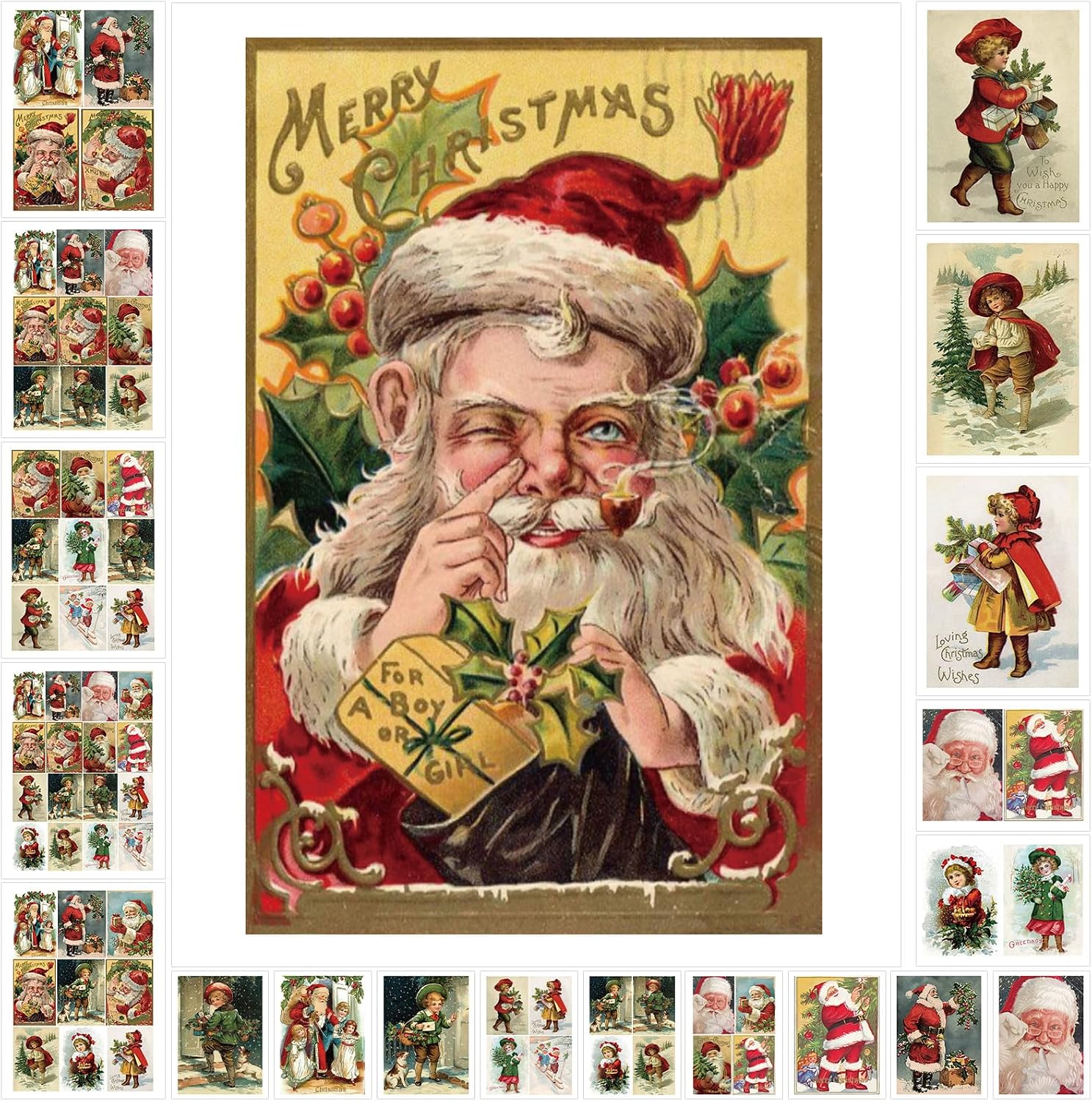 Watersay 20 Pcs Christmas Decoupage Paper Rice Paper Craft, Landscapes
