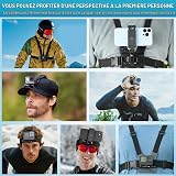 Gykutix Adjustable Chest Mount Head Strap Kit - 9-in-1 Action Camera Accessories for GoPro Hero, Xiaoyi, DJI, iPhone & Smartphones - Compatible with Sports Cameras & Handheld Gimbals - 6