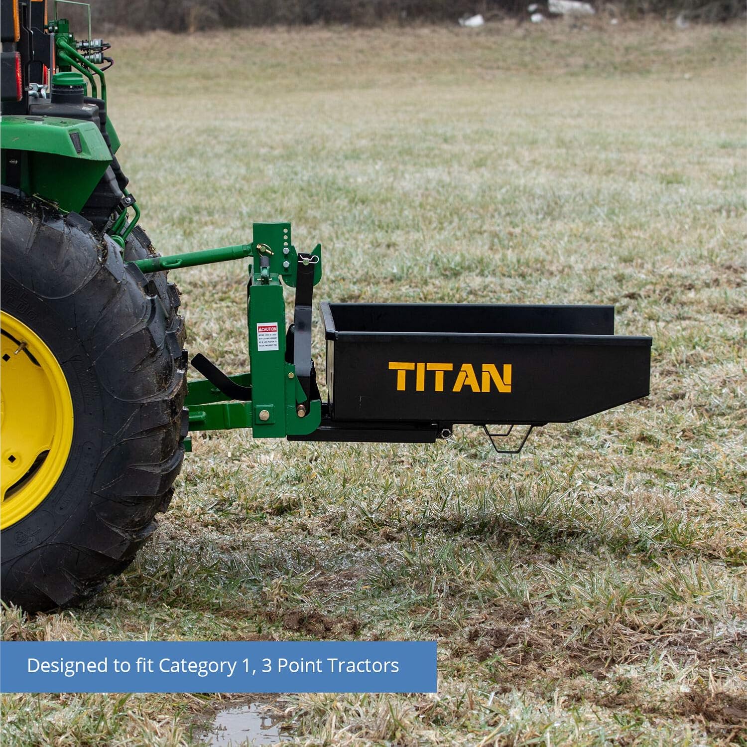 Titan Attachments 10 Cu. FT Quick Hitch Compatible Dump Box, Category 1, 3-Point, Self-Dumping Landscaping Attachment : Patio, Lawn & Garden