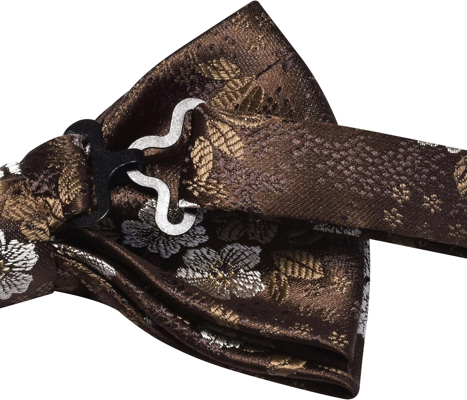 GUSLESON Mens Floral Bow Tie Handkerchief Jacquard Woven Adjustable Pre-Tied Bowties Pocket Square Cufflinks Set