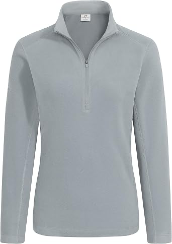 Pioneer Camp Womens Polartec Quarter Zip Fleece Pullover Running Lightweight Thermal Base Layer Long Sleeve Shirts