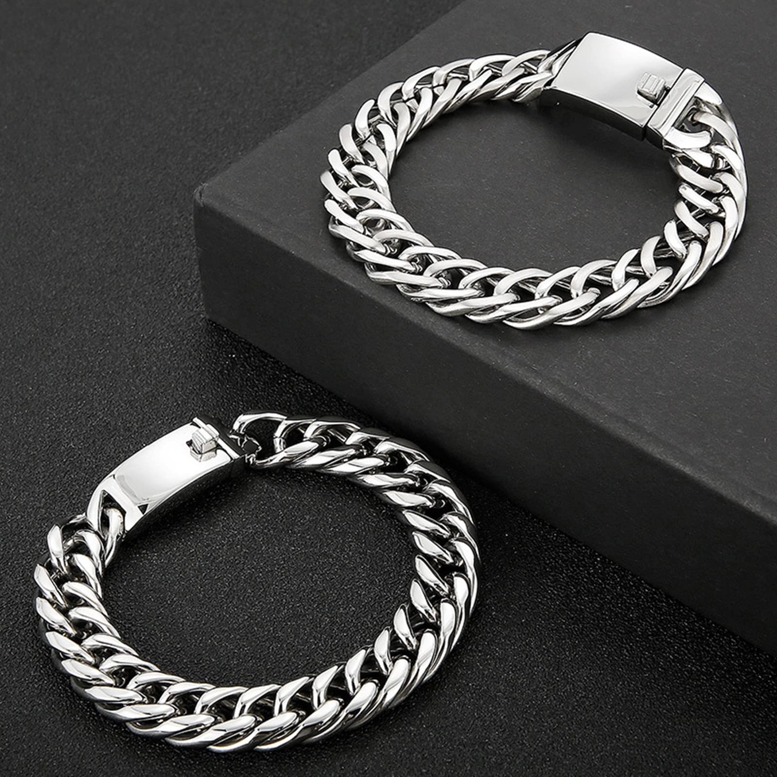 Pulseras, Cadena Cubana Caenda Pulseras Plata Regalo para el Día de San Valentín Cumpleaños Aniversario Boda