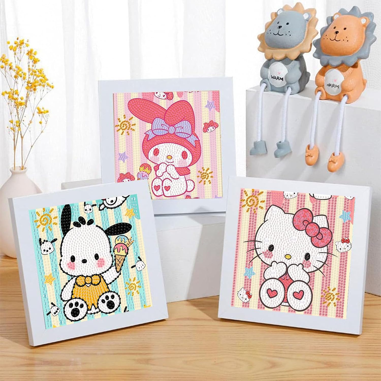 Sretoul 4 Pack Cartoon Diamond Art Kits for Kids-4 Pack Diamond Art Painting for Kids, 7 Year Old Girl Birthday Gifts 6X6 Inch
