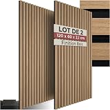 tectake® Lot de 2 panneaux acoustiques muraux et pour plafond, en Bois MDF, 120 x 60 x 2,1 cm par panneau mural decoratif pour isolation phonique Chambre, Bureau, Studio de musique Decoration murale - 1