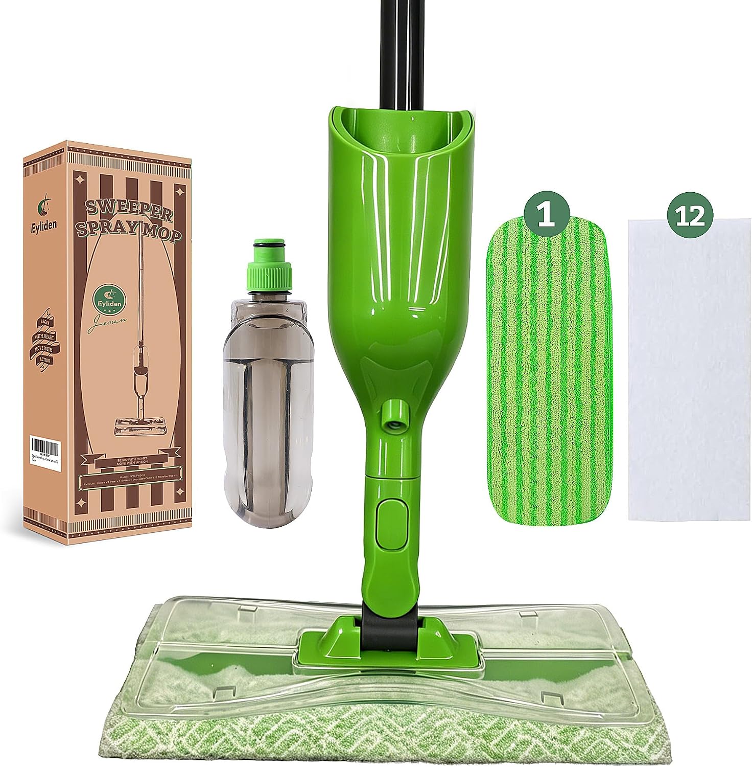 Eyliden Spray Mop for Hardwood Tile Vinyl, Small Spaces Cleaning, 13 Pads