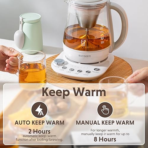 Miniatura 4 de BUYDEEM K156 - Tetera eléctrica, para cafetera y tetera, 6 selecciones de fuerza de preparación para extracción, 4 ajustes de temperatura,