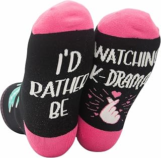 Korean Gifts Socks for Women, One Size Crew Socks for K Drama K Pop Lovers Korean Friends for Birthday, I'd Rather be Watching K Drama