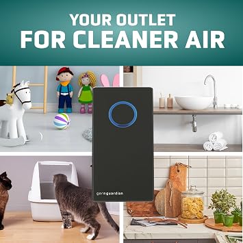 Germ Guardian GG1100B 7 Pluggable Small Air Purifier, Small Room Wall Air Sanitizer, Freshens Air, UV-C Light Kills Germs, Reduces Odors from Pets, Cooking, Mold, GermGuardian, 1-Yr Wty (Black)