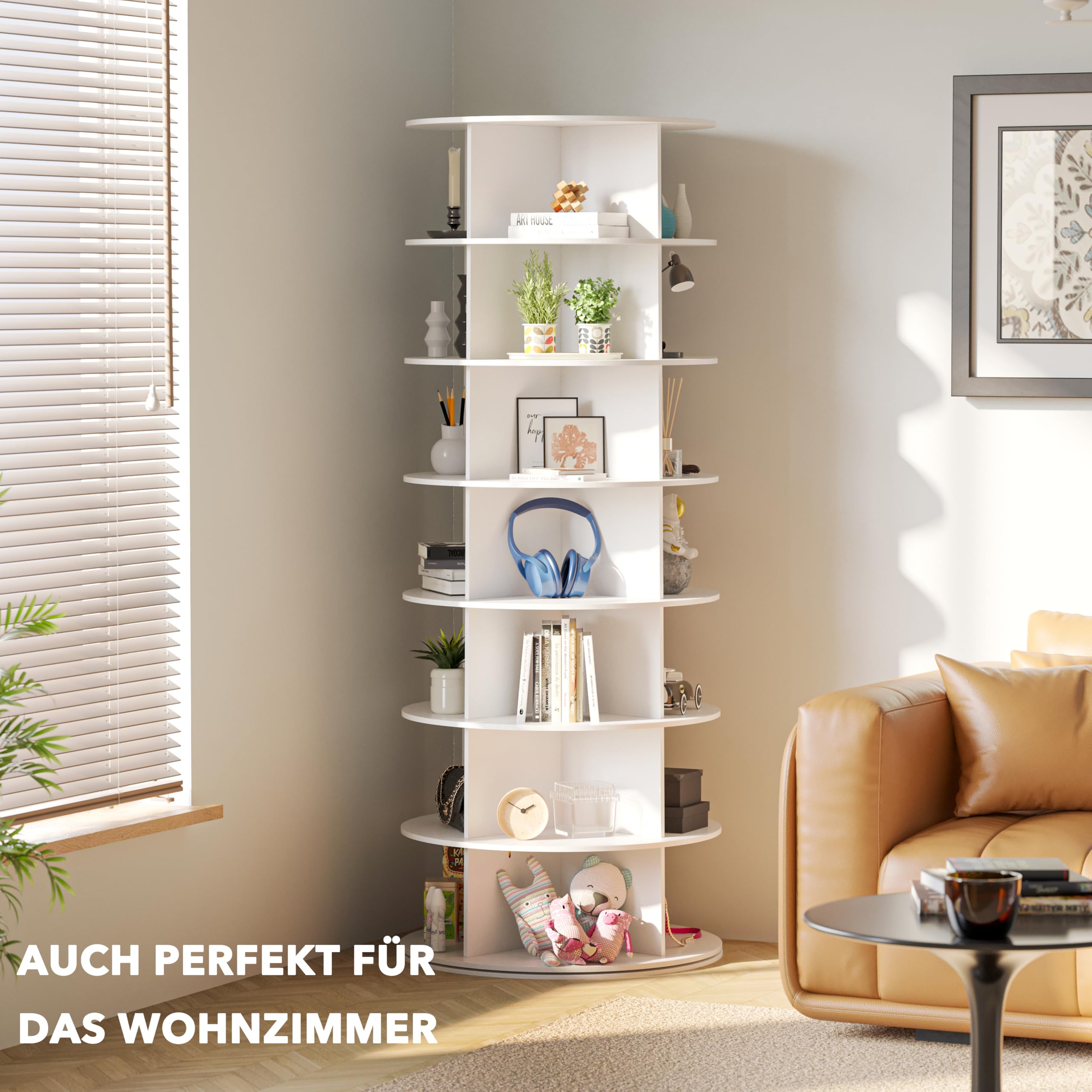 SpaceAid Drehbares Schuhregal mit 7 Ebenen, drehbares Schuhregal, Lazy Susan, 360-Grad-Schuhregal, Aufbewahrung, rundes Karussell, vertikale Handtasche, drehbar, Schuhschrank-Organisation