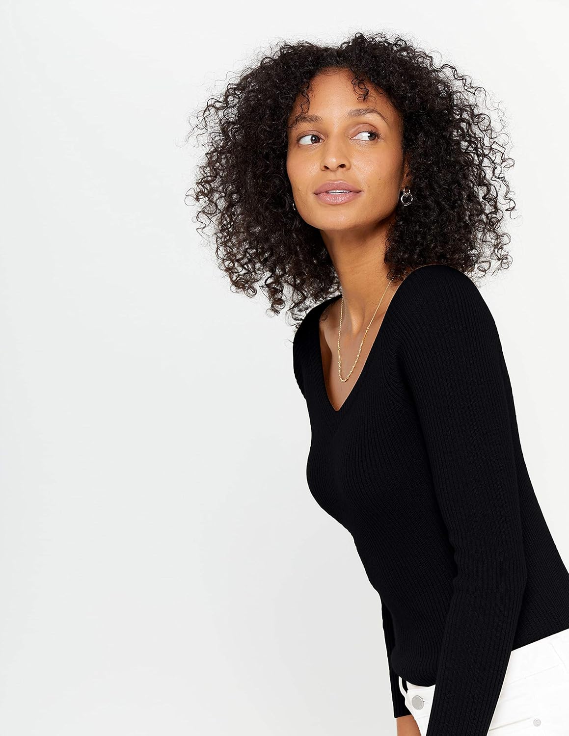 State Cashmere Women’s Easy V-Neck Ribbed Sweater 100% Pure Cashmere 3/4 Sleeve Pullover - Image 2