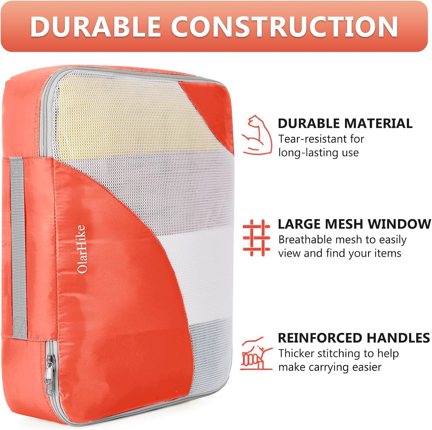 8 Set Packing Cubes for Travel, Gifts for Women Mom,Anti-Tearing Suitcase Organizer for Luggage with Shoe & Hanging Toiletry Bag,OlarHike Vacation Essentials & Accessories for Cruise Ship,Orange - Image 4