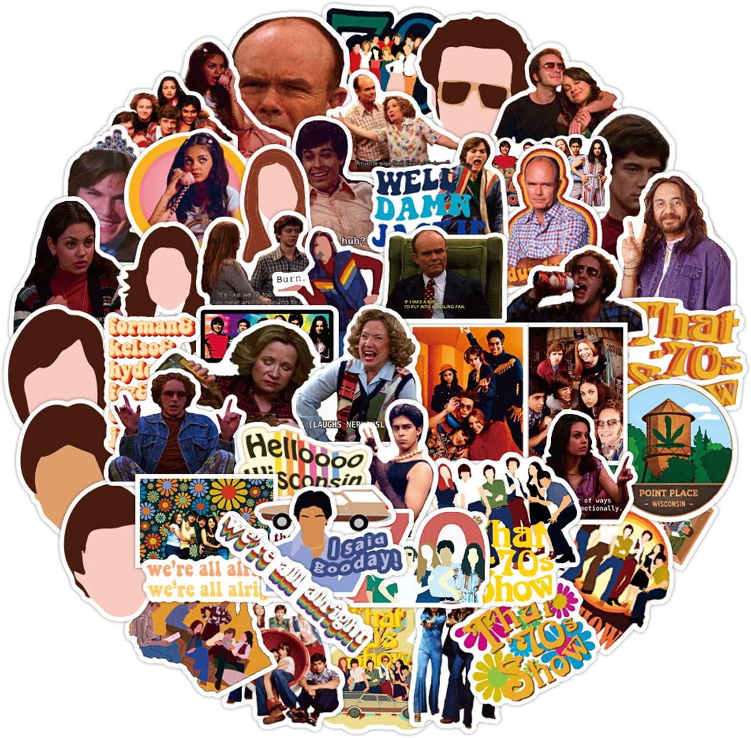 Cool That '70s Show Stickers Decals 50 Pack Sticker for Skateboard Helmet Laptop Bicycle Hypebeast Bomb Stickers (That '70s Show)