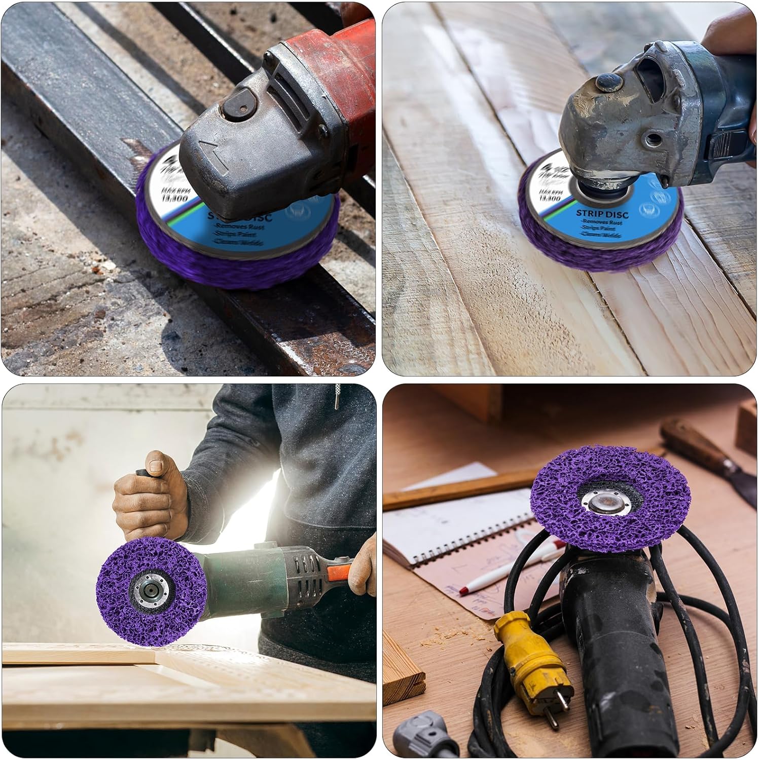 15 Pcs 4-1/2" x 7/8" Strip Discs Bulk, Paint Stripping and Rust Removal Wheels for Angle Grinders, Abrasive Grinding Discs for Metal, Wood, and Fiberglass