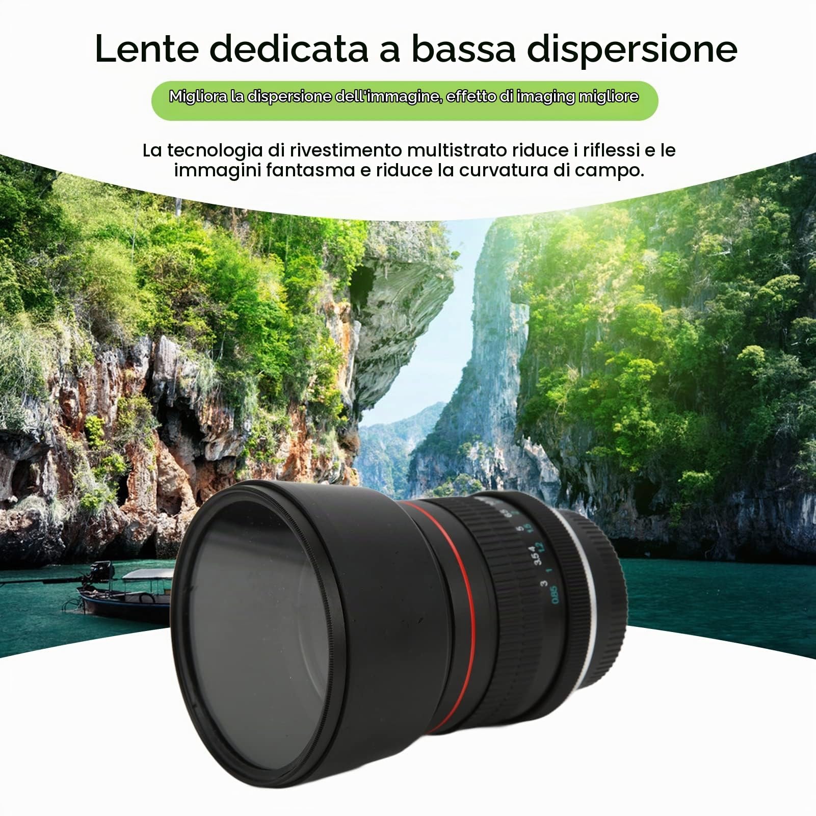 Annadue Obiettivo Ritratto F1.8 da 85 Mm Messa a Fuoco Manuale Full Frame Compatibile per D850, D810, D800, D780, D750, D700, D610, D500, D300, D3100, D3200, D3300, D3400, D5100, D5200,