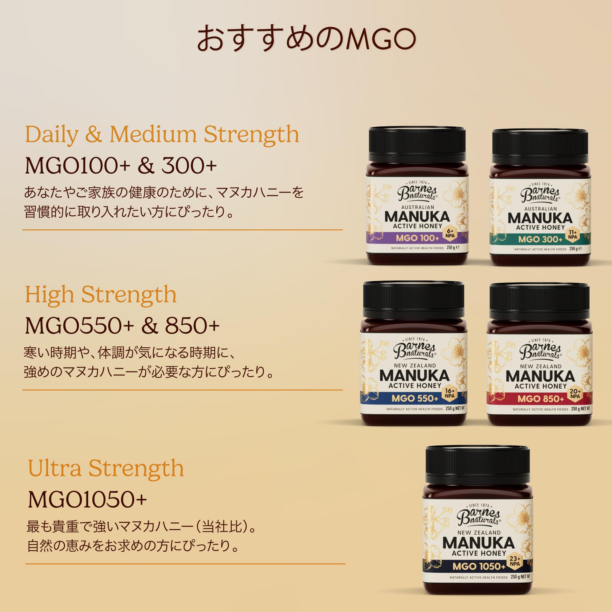 Amazon | バーンズナチュラル マヌカハニー MGO1050+ 250g