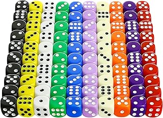 YOUSHARES 100 Pcs Colored Dice Set for Tenzies Dice Game and Yahtzee,16mm D6 Standard Dice with Pouch, Dés à Jouer Perfect for Board Games